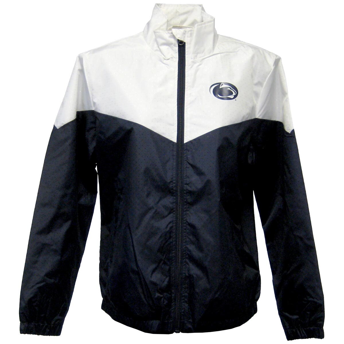 women's navy and white veteran jacket with Penn State Athletic Logo
